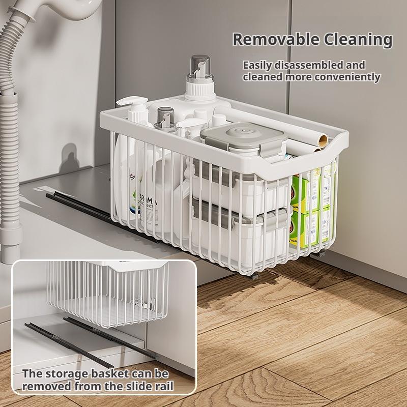 Under Sink Organizers Rack Pull Out Medicine Cabinet Layered Storage Basket Kitchen Seasoning Bowls Drawer Holder Storage Box