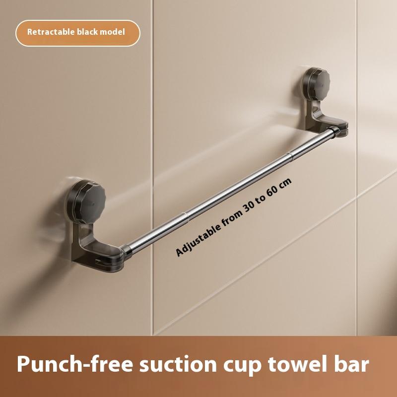 Adjustable No Drill Towel Rac Strongest Suction Cup 360 Rotate Bathroom Storage Space Saving Telescopic Rod Easy Install