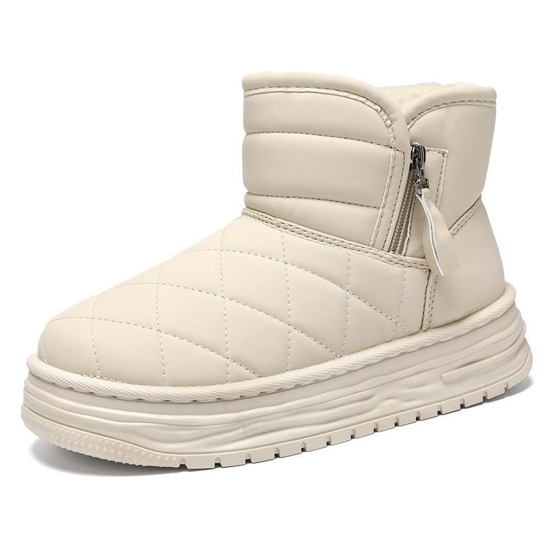 Fur integrated snow boots women's 2 new winter piled thickened cotton boots Harbin anti-skid and anti-skid
