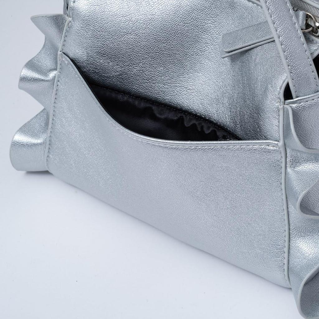 Jill Stuart Ruffled Shoulder Bag with Silver Women's Padlock, (JSLH5DS1)