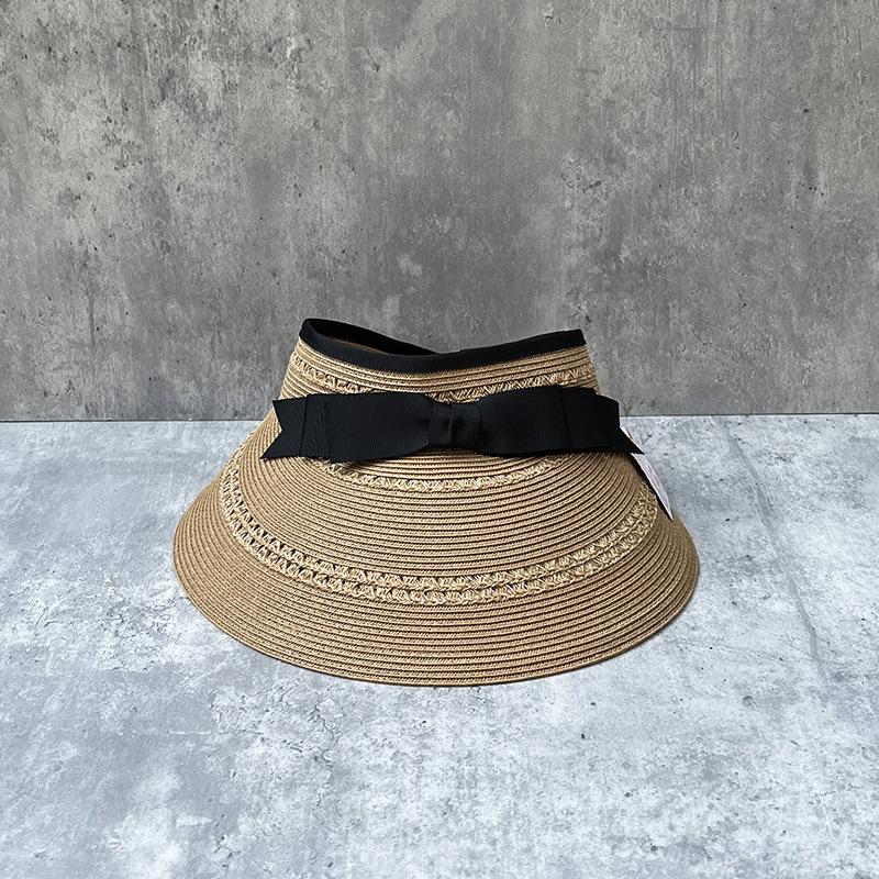 Summer Travel Empty Top Hat Women Can Store Sunscreen Straw Hat Sun Hat Hollow Straw Visor Hat