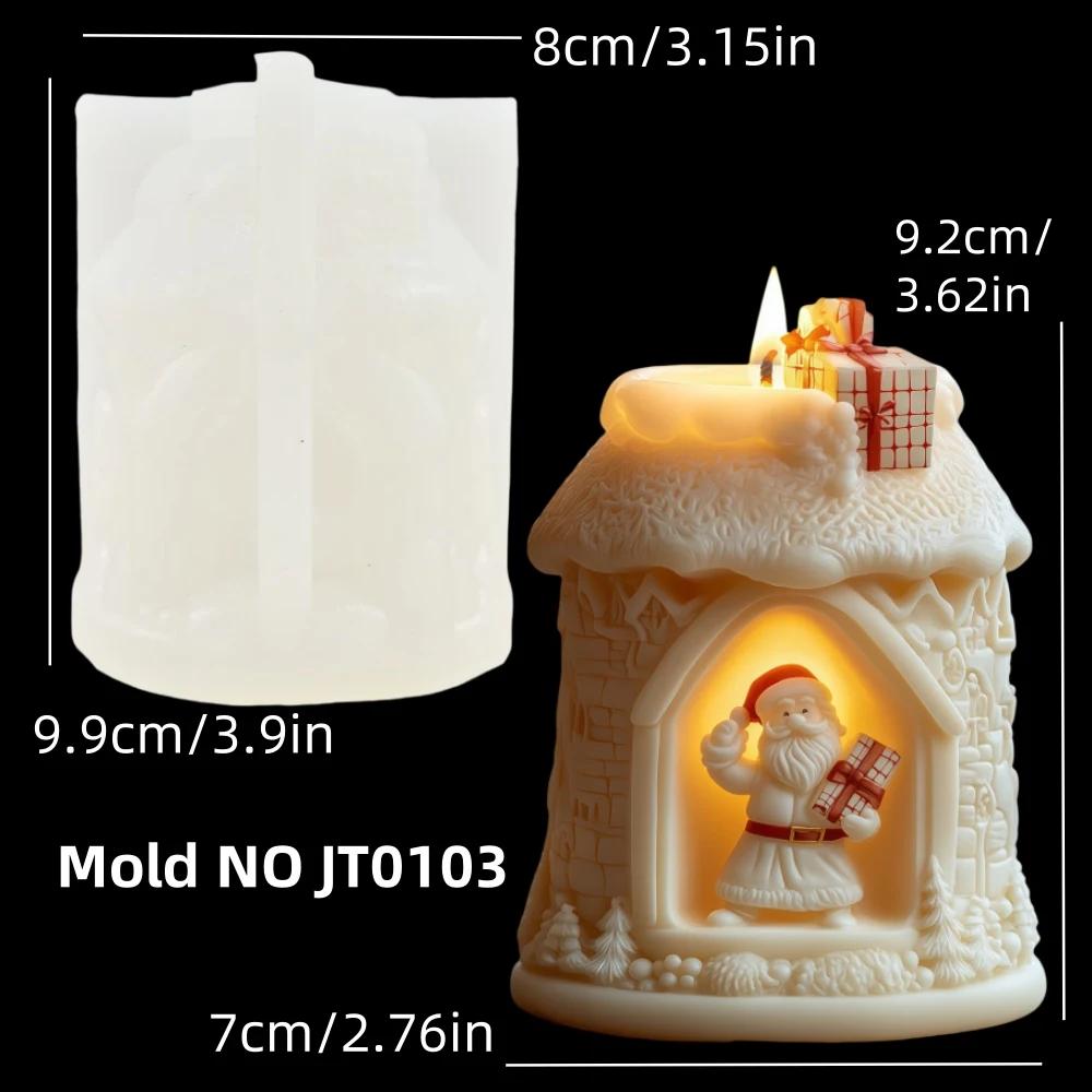 Santa Claus Carrying Gift Relief Cylindrical Candle Silicone Mold Smile Santa Claus Snowflake Gift Bag Molds Christmas Gift