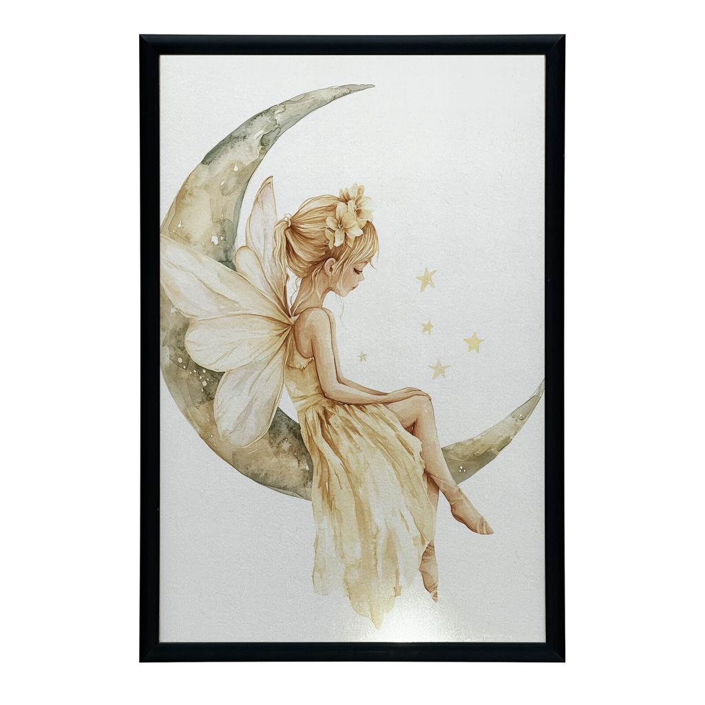Wróżka Na Księżycu Wróżka Na Księżycu, 50X70 Cm, Rama Drewniana Jasny Dąb, Papier Matowy 230 Gsm