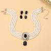 Multi-layer Bridal Anti-Pearl Earrings Necklace Geometric Crystal Full Diamond Necklace Set Choker Female