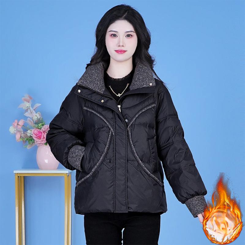 

Корейская версия модной утолщенной теплой хлопковой одежды для женщин, зимнее новое тонкое пальто с отворотом высокого класса 3XL