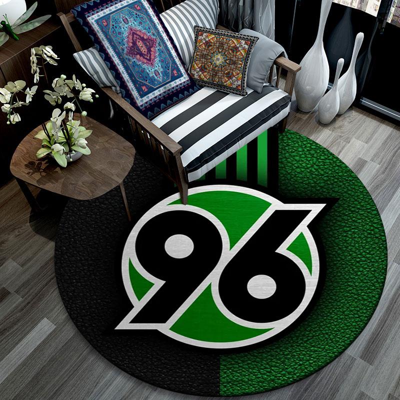Hannover 96 FC Bedruckter Runder Teppich, Rutschfester Waschbarer Kreis-Teppich für Wohnzimmer Schlafzimmer Spielzimmer, Sportfan Dekoration, Feiertags-Geburtstagsgeschenk