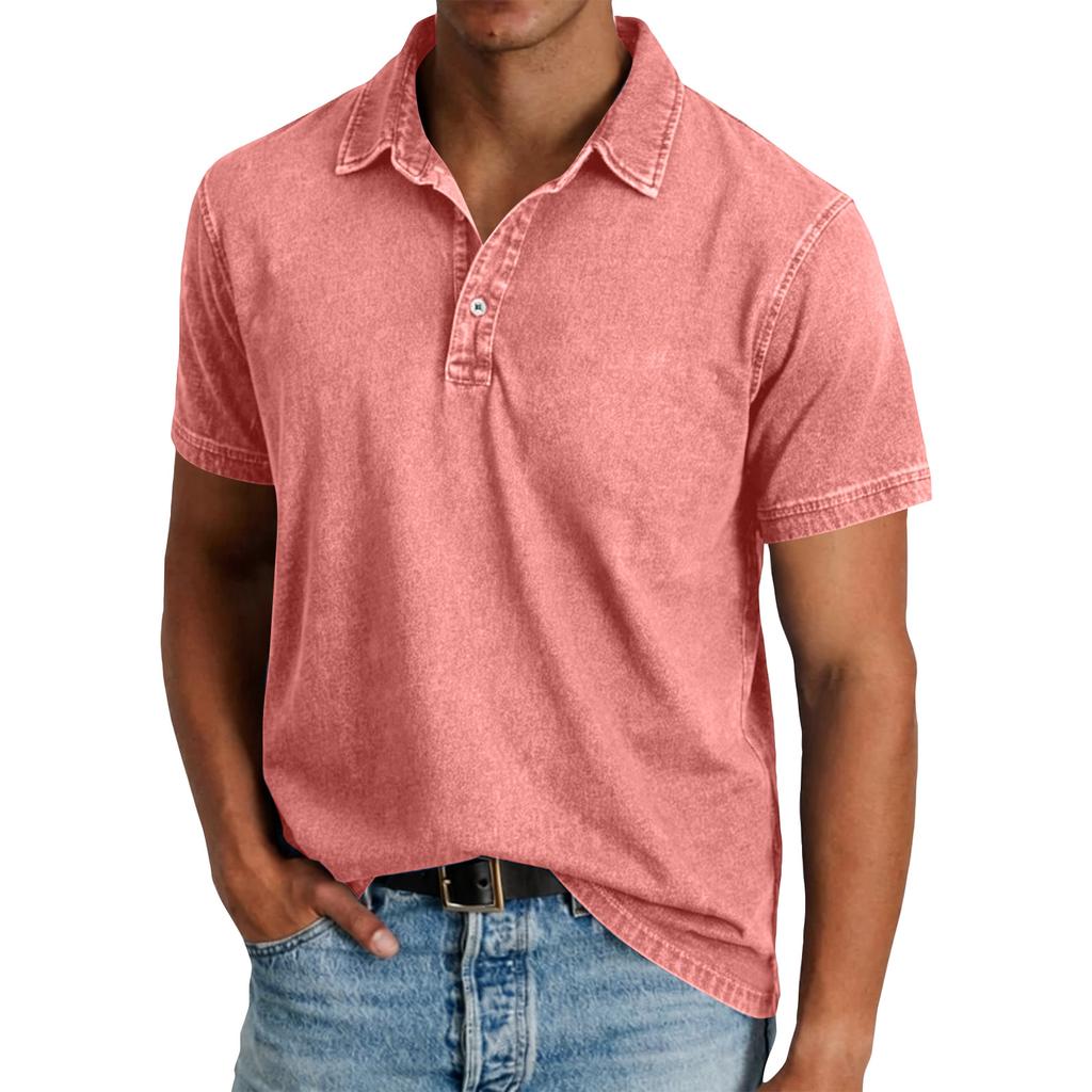 Men's Summer Color Pocket Sports Buttons Short Sleeve Shirt Men's Sports Casual Short Sleeve Shirt