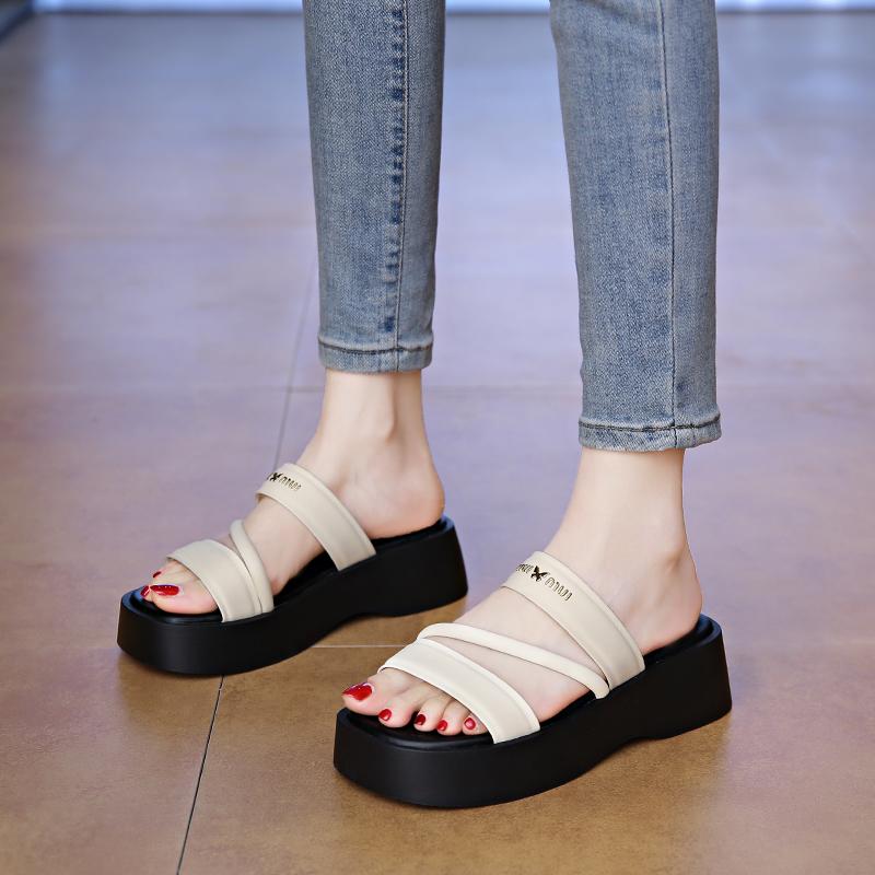 Fashion CRLAYDK Fashion Slide Sandals for Women Slip On Platform Open Toe Beach Slippers for Ladies Casual Strappy Indoor Outdoor Shoes