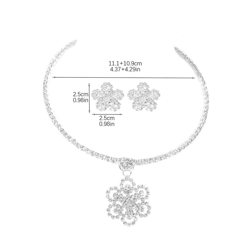 Fashion Snowflake Necklace Earrings Wedding Two-piece Wedding Dress Accessories, Bridal Jewelry Set