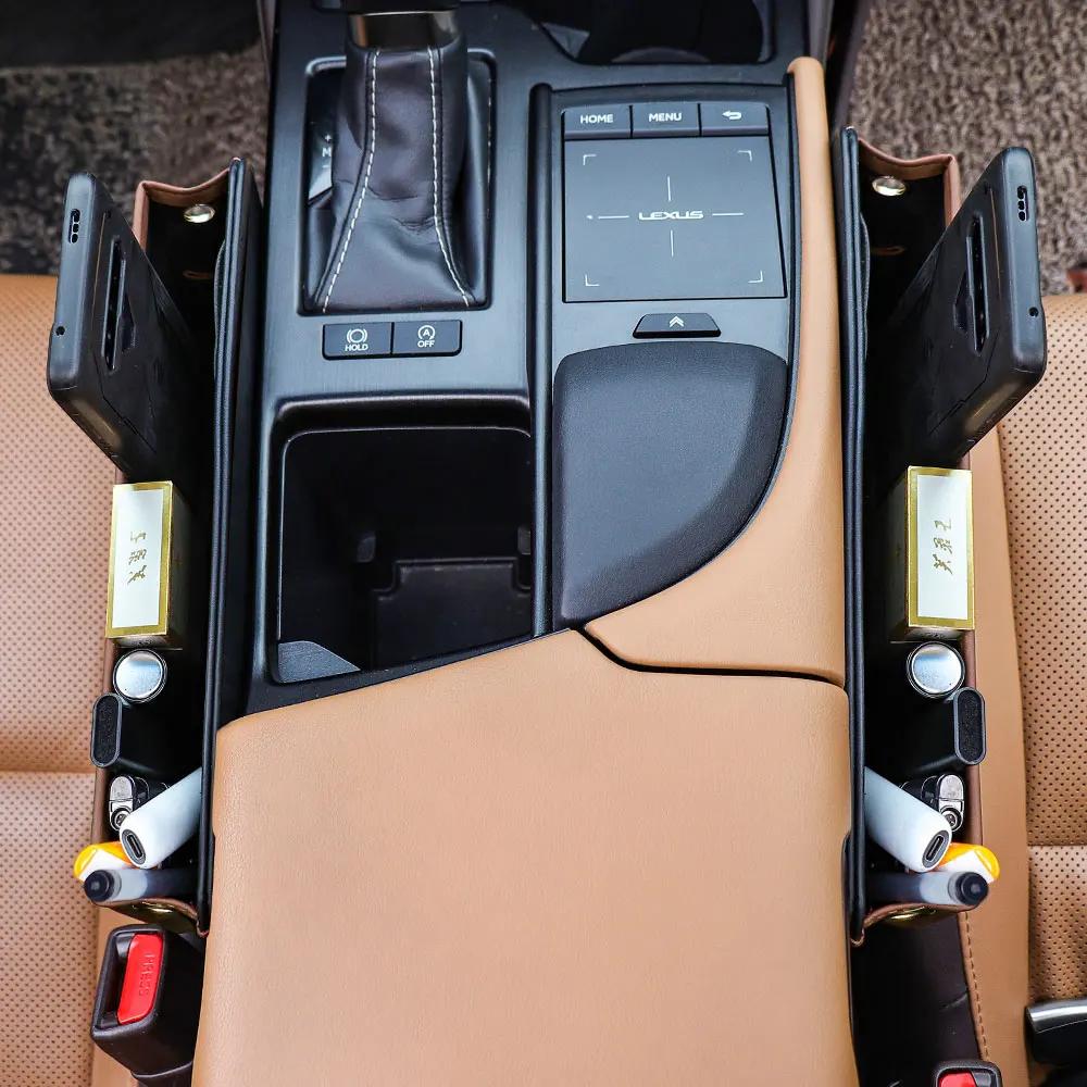 Leather Car Seat Gap Organizer Crevice Storage Box Bags Car Goods For Toyota Prado Rav4 Yaris Hilux Prius Avensis Corolla Camry
