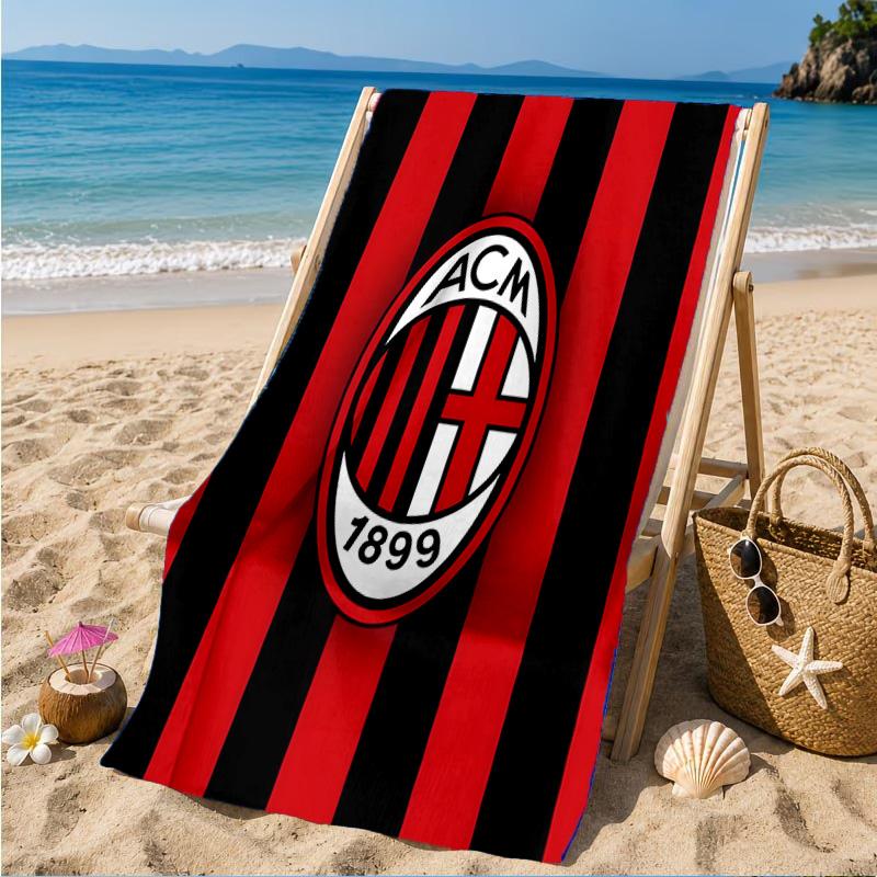 Milan Football Club Printed Microfiber Beach Towel, Soft And Absorbent, Quick-Dry, Ideal for Summer Travel, Beach Essential, Swimming Pool