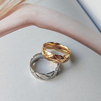 Titanium Steel Rhombus Ring Trendy Gold Index Finger Ring Non Fading Couple Jewelry