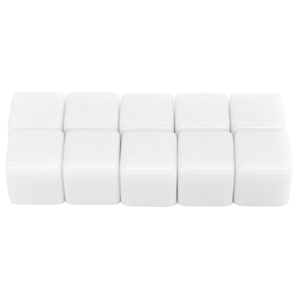 30 Pcs 16mm Dice Set Six Sided Blank Dice Write On Cubes Game for Math Teaching Education White
