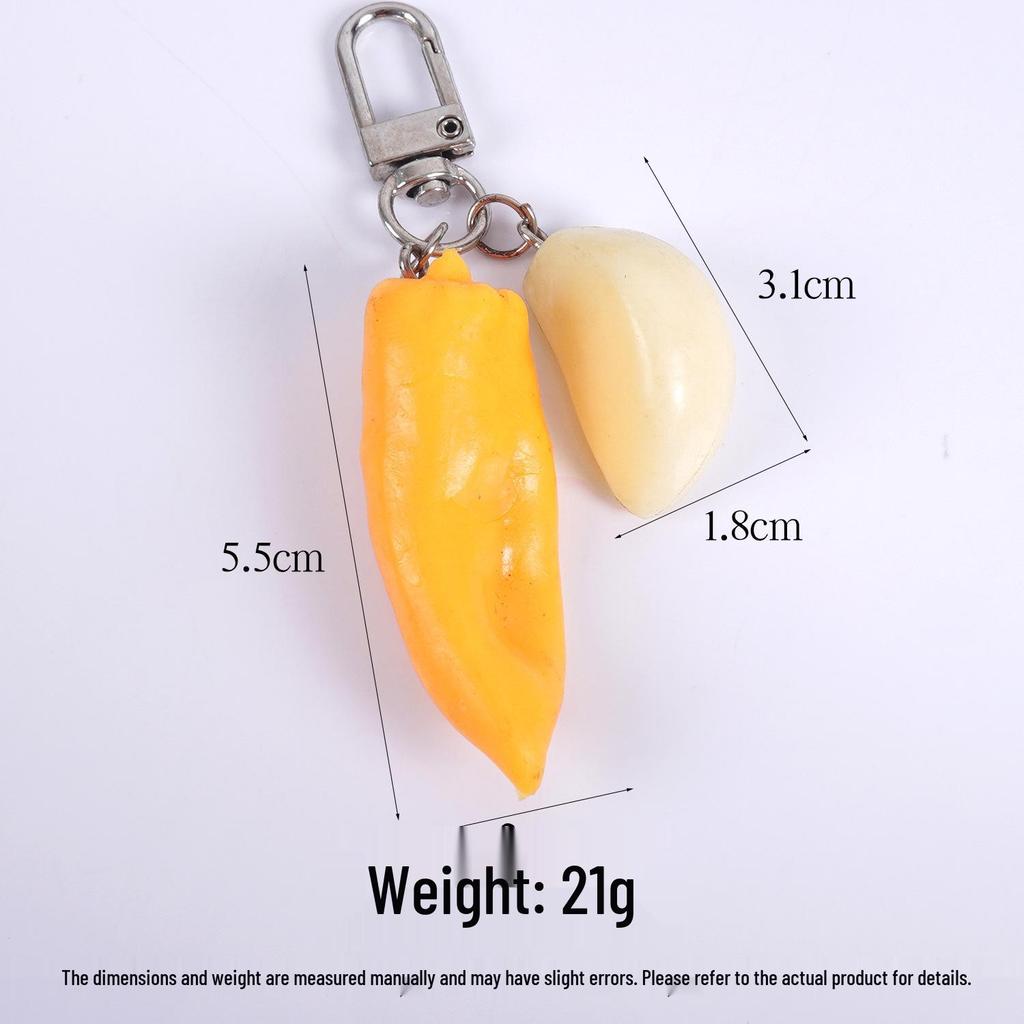 Creative Vegetable Keychain: Red, Green, Yellow Pepper & Garlic Toy Pendant
