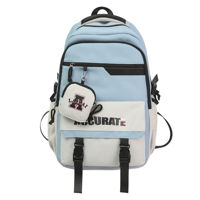 Blocked Fashionable Color Letter Printed Large Capacity Student Backpack