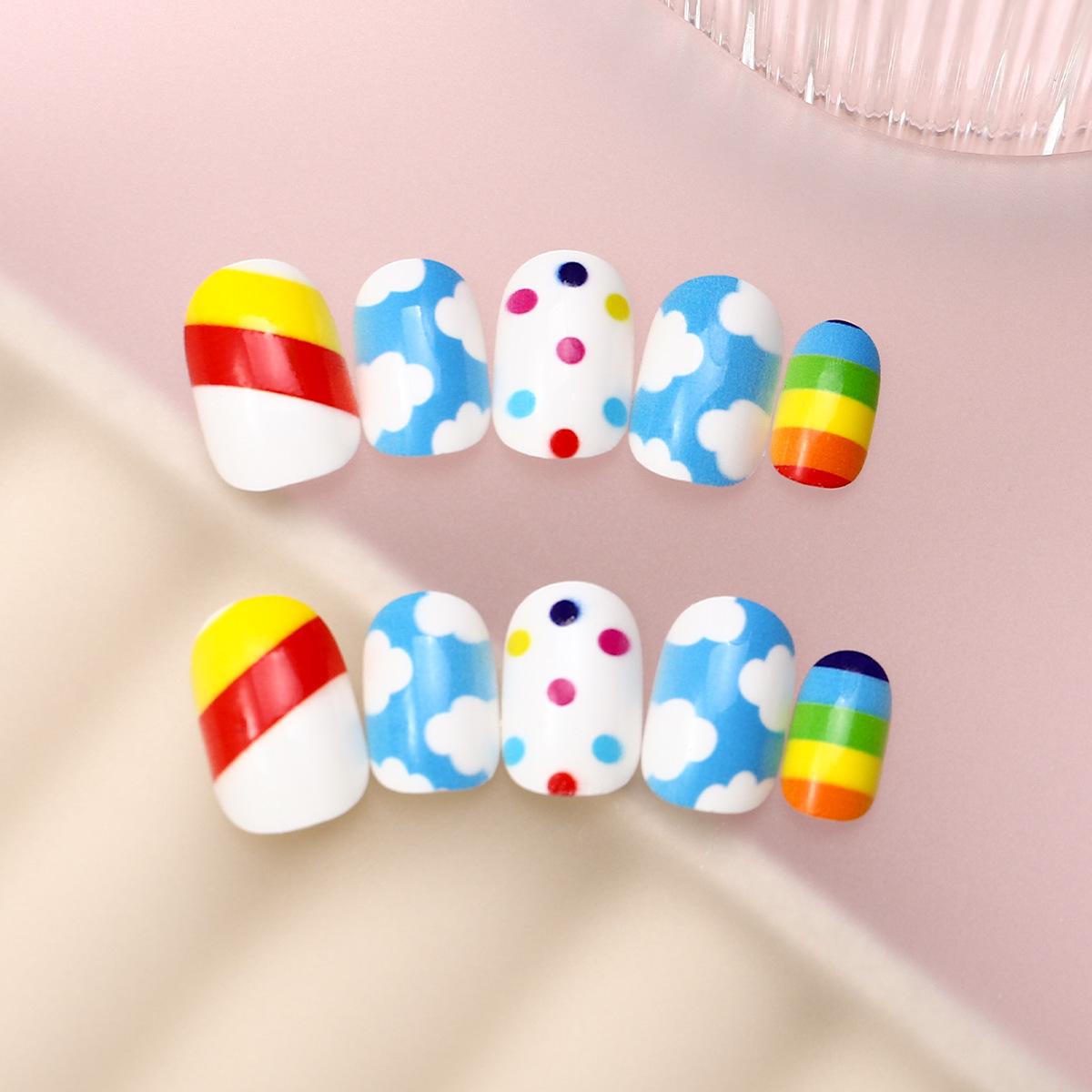 

Children s Cartoon Polka Dot Removable Fake Nail Tips for Kids Nail Art