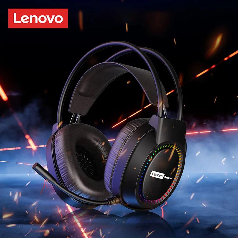 Căști Originale Lenovo E03 cu Fir, cu Lumină RGB, cu Microfon, Mufă USB, Difuzoare Imersive de 50mm, Sunet 7.1 HD, Reducere Zgomot Apel, Căști Gaming Over-Ear
