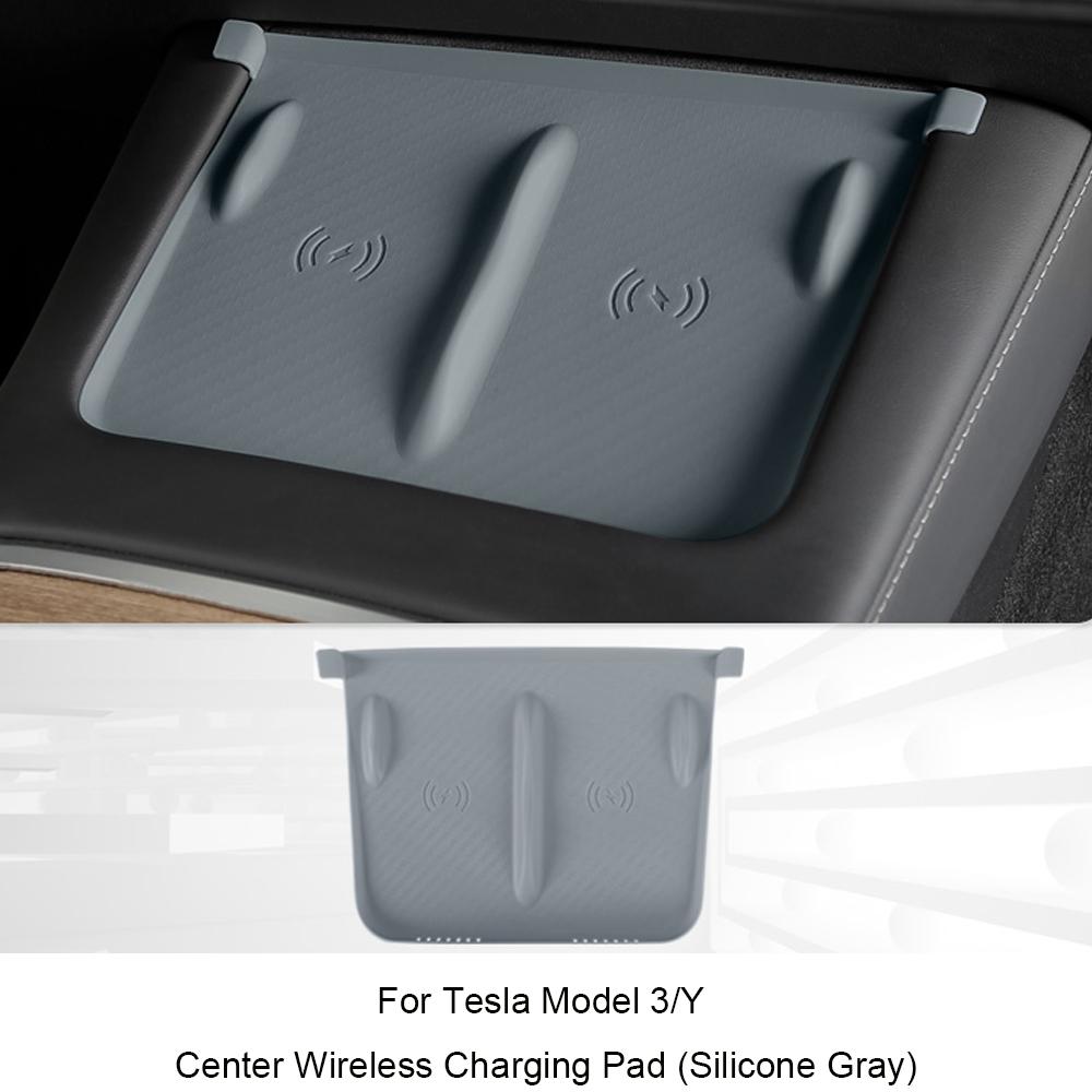 For Tesla Model 3/Y - Screen Silicone Protective Frame Wireless Charging Non-Slip Pad Card Limiter Silicone Cup Holder