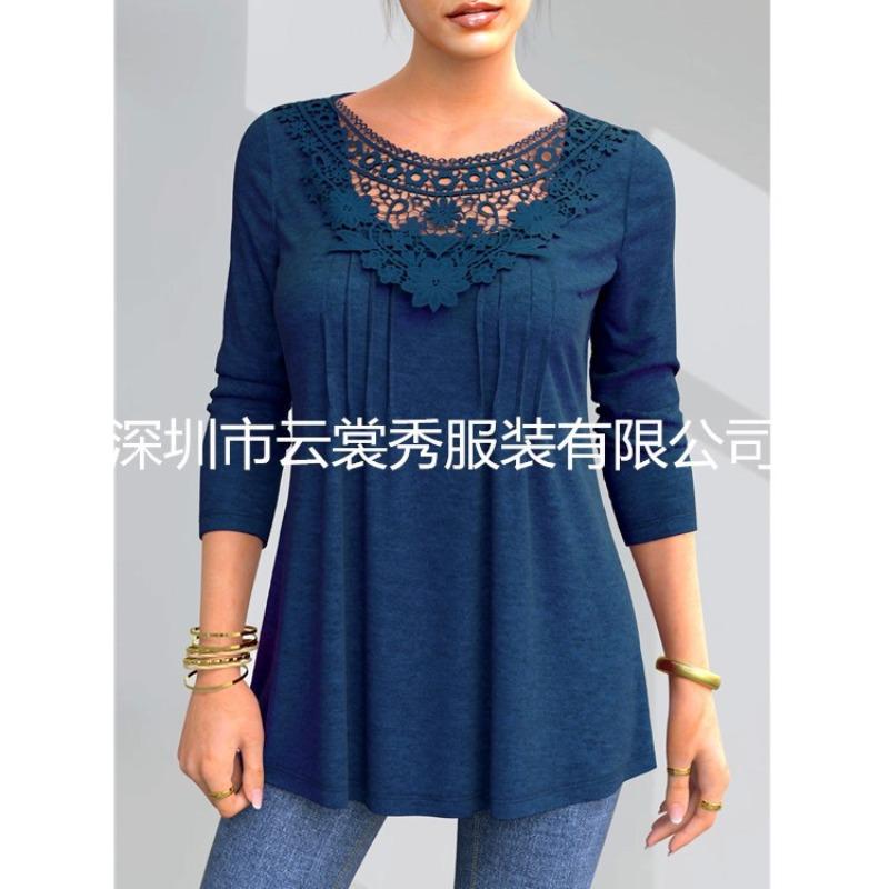 JPNTKY Women's Fashion Casual Solid Color Print Long Sleeve O-Neck Blouses & Shirts