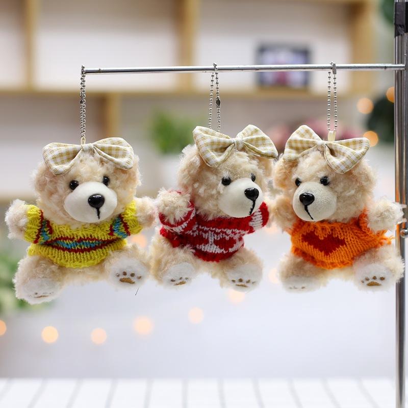 Plush Toy Pendant Cute Sweater Bear Keychain Doll Grab Machine Doll Bag Hanging Ornament Event Gift