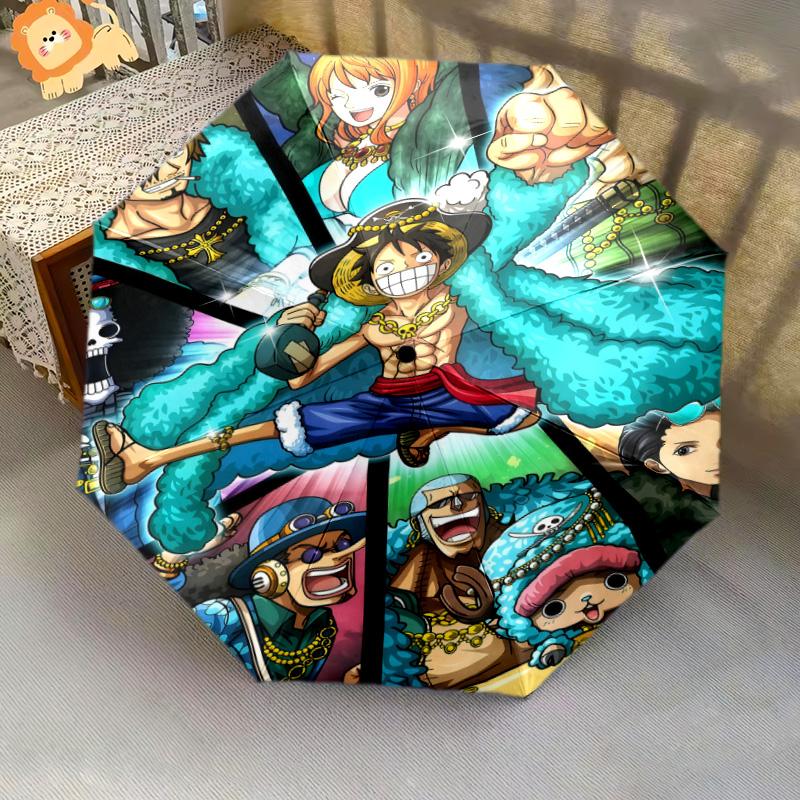 1 PC Automatic Folding Umbrella - Anime One Piece Pattern Portable Foldable Design With 8 Ribs Christmas Birthday Gifts