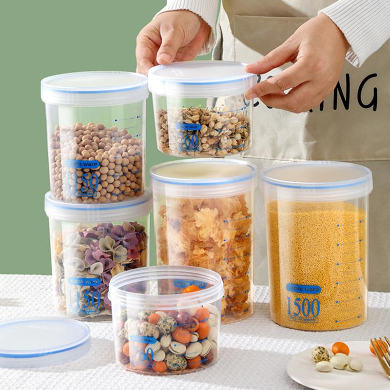 Transparente Vorratsgläser mit großem Fassungsvermögen und Verschluss, feuchtigkeitsdichte Küchen-Aufbewahrungsboxen für Müsli, luftdichtes Lebensmittelglas aus Kunststoff