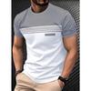 Herren Sommer Freizeit T-Shirt Color Block Streifen Print Mode Kurzarm