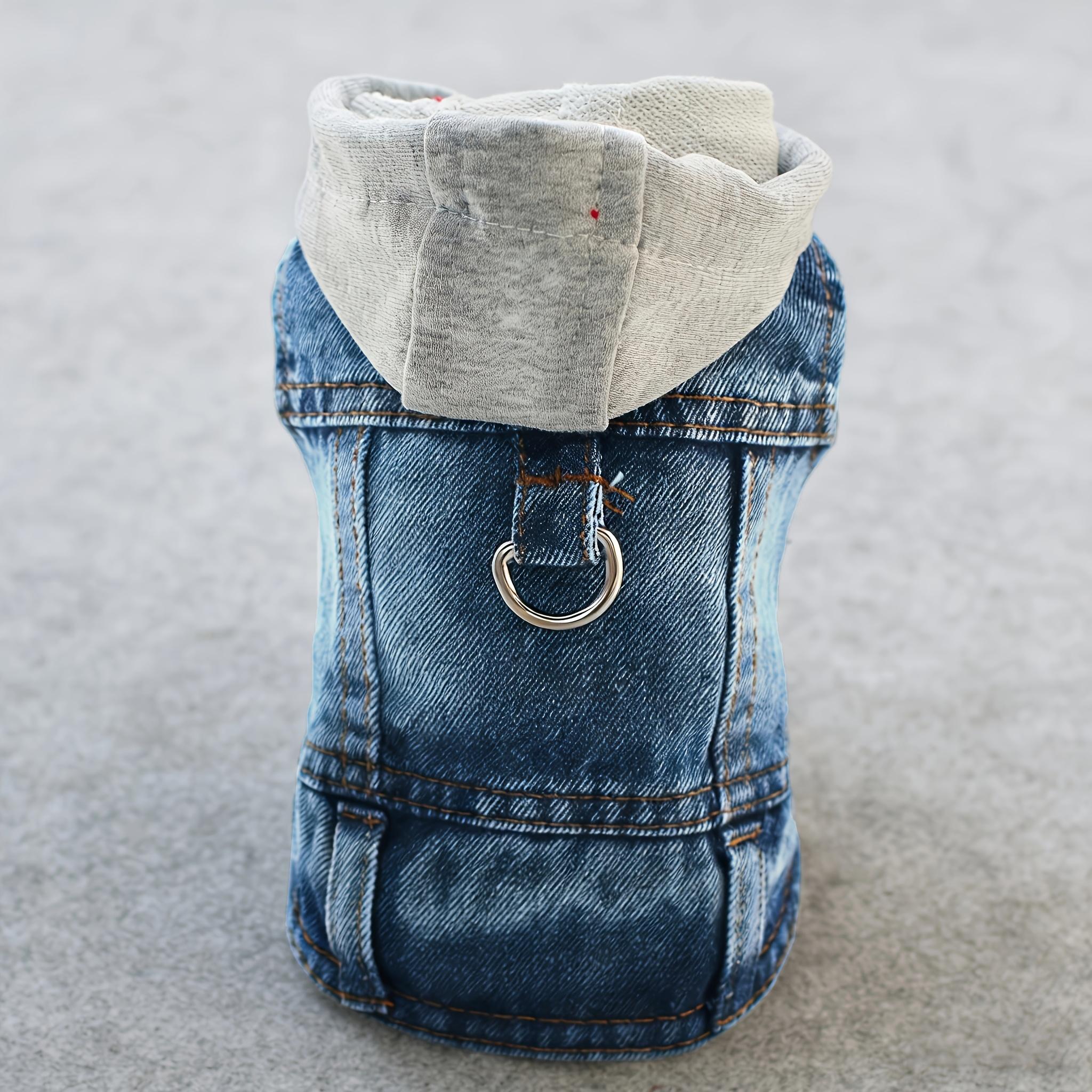 

A new trendy brand with a hat a pull buckle vest imitation denim spring and autumn clothes small dogs Bichon teddy pet dogs cats suitable for puppies XL сірий колір
