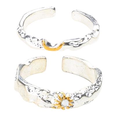 Sun And Moon Couple Rings Set Distinctive Love Sun and Moon Stainless Steel Couple Rings for Dating or Parties