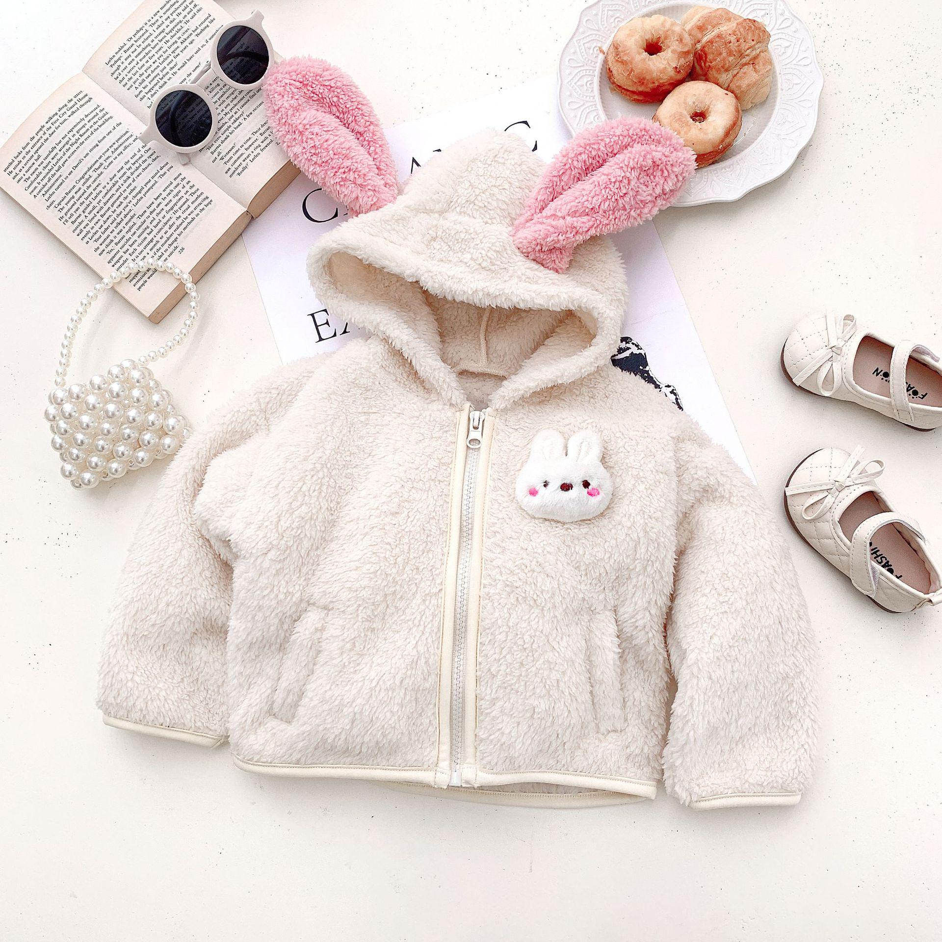 

Куртка с капюшоном «Кролик» для мальчиков и девочек: Очень милый флисовый топ с длинными рукавами для младенцев на осень и зиму 100 cm абрикосовый