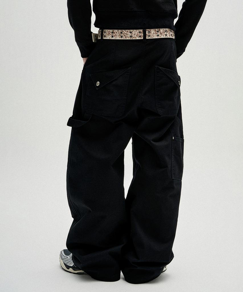 NOT4NERD Flap Pocket Curved Cotton Pants - Black