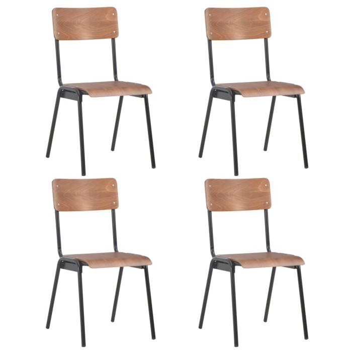 VidaXL 4x Chaises à Dîner Chaises de Salle à Manger Meuble de Cuisine Mobilier de Salon Intérieur Marron Contreplaqué Solide 280085