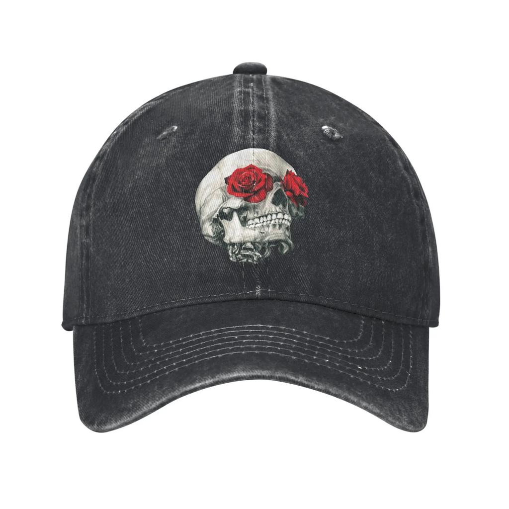 Rose Eye Skull Baseball Caps Vintage Distressed Denim Dark Death Skeleton Snapback Cap Outdoor Activities Gift Hats