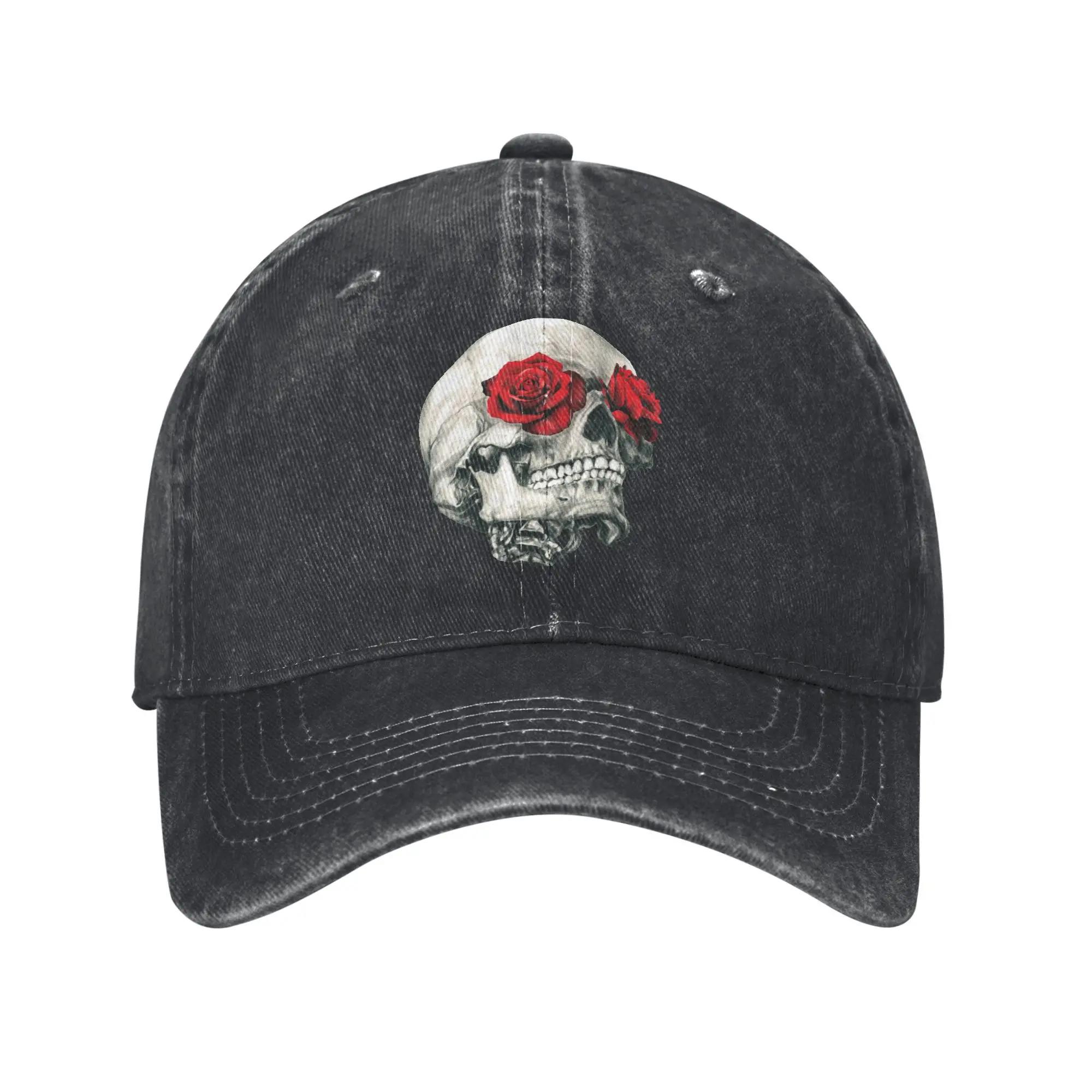

Rose Eye Skull Baseball Caps Vintage Distressed Denim Dark Death Skeleton Snapback Cap Outdoor Activities Gift Hats