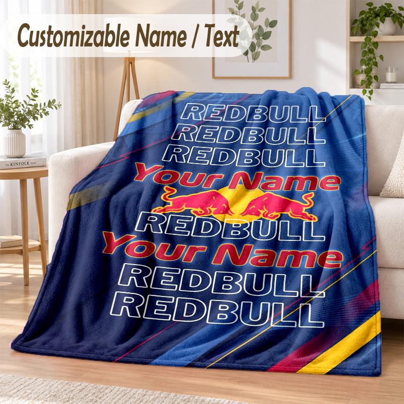 Personalisierte Flanelldecke mit Red Bull Racing Aufdruck Warme Gemütliche Decke für Zuhause Sofa Bettwäsche