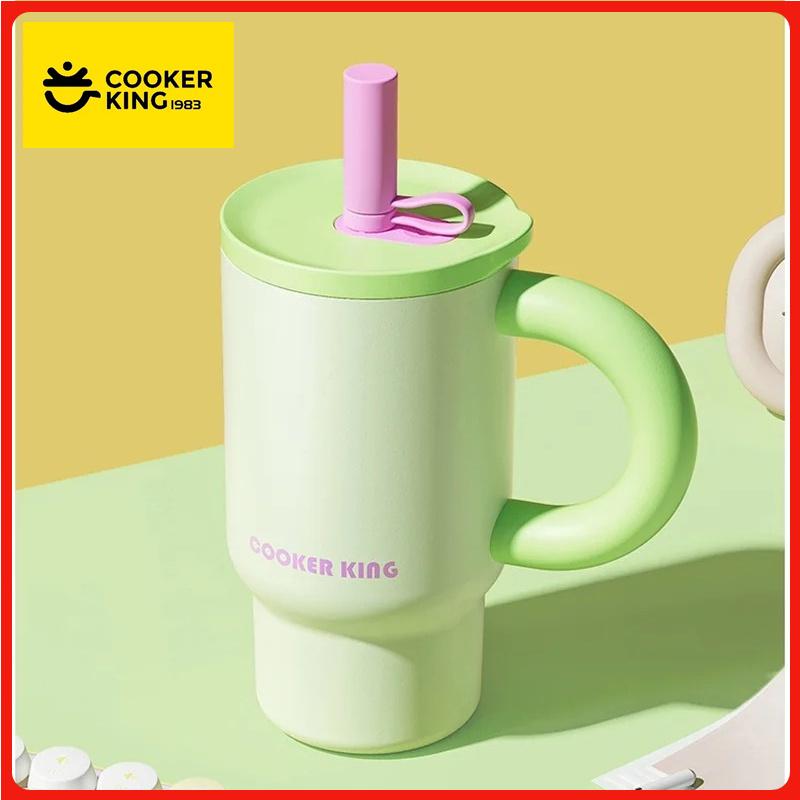COOKER KING Large Capacity Thermal Tumbler Coffee Cup with Handle 810ml Thermos cup 316 Stainless Steel Straw Insulated Ice Cup