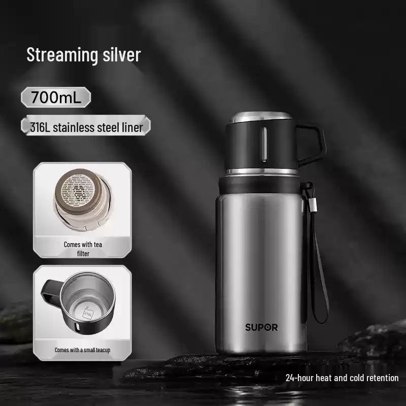 Supor 316L Stainless Steel Thermal Flask - Large Capacity Portable Travel Water Bottle