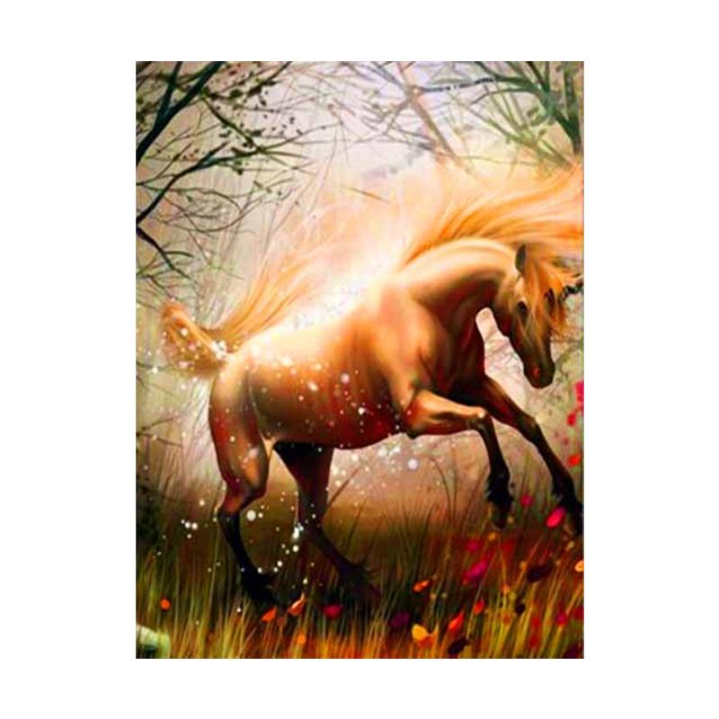 5D DIY Diamond Painting Animal Horse Kit Full Drill Round Embroidery Mosaic Art Picture of Rhinestones Home Decoration Gift
