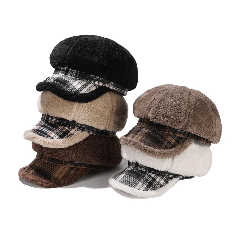 Plüsch achteckige Kappe Damen Herbst Winter warme Baskenmütze großen Kopf Zeitungsjunge Mütze