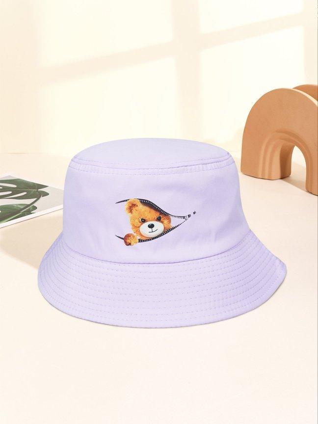 

Cute Cartoon Korean-Style Bucket Hat for Spring Summer Casual Outdoor Hiking Women Men Fashionable Breathable Sunshade Cap 56-58cm світло-фіолетового кольору