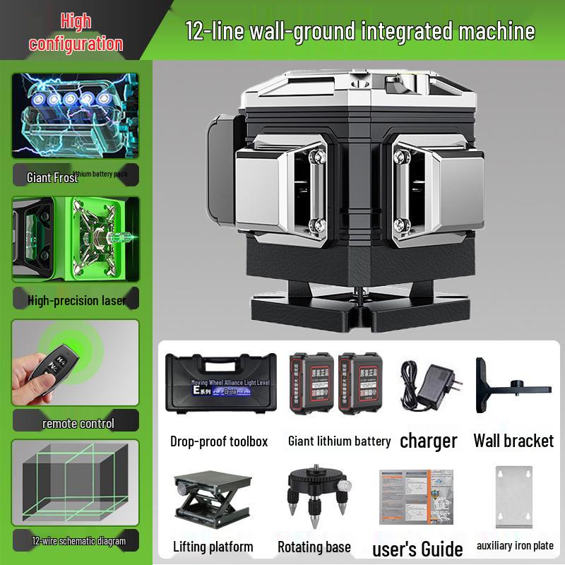 High-Precision Green Laser Level with 16 Lines for Wall and Floor Integration
