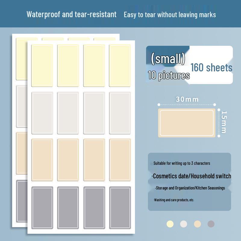 Vattentäta Söta Skrivbara Självhäftande Färgade Etiketter Namnetiketter för Hushållsmärkning