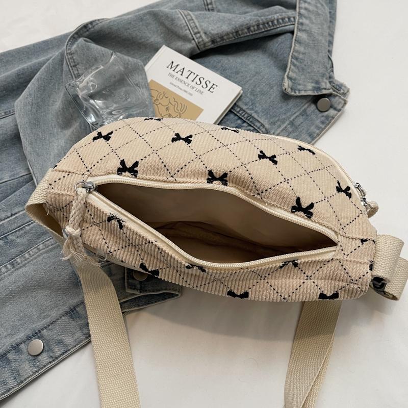 Korean Fashion Cute Bow Printing Girls Fanny Packs Adjustable Belt Ladies Casual Crossbody Shoulder Bags Streetwear Waist Bag