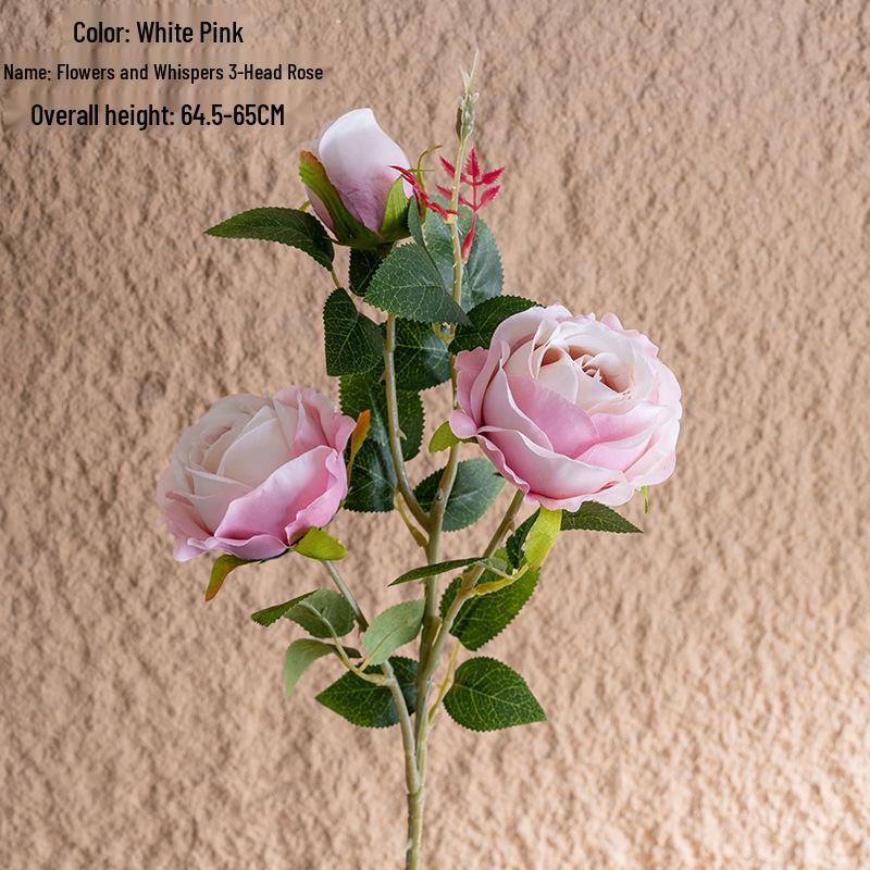 Flowers and Whispers 3-Head Artificial Rose Decoration for Wedding Celebrations, INS Style Home Decor CL64001
