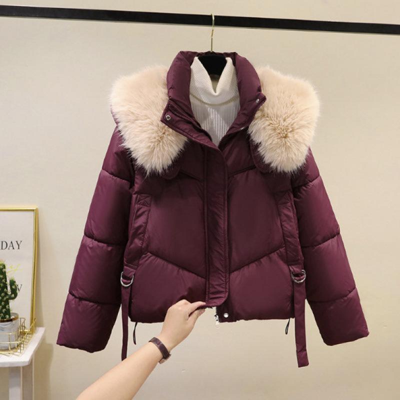 Fashion Thick Cotton Padded Coat Women Winter Explosions Down Jacket Parkas Big Fur Collar Outerwear Ladies Overcoat Top