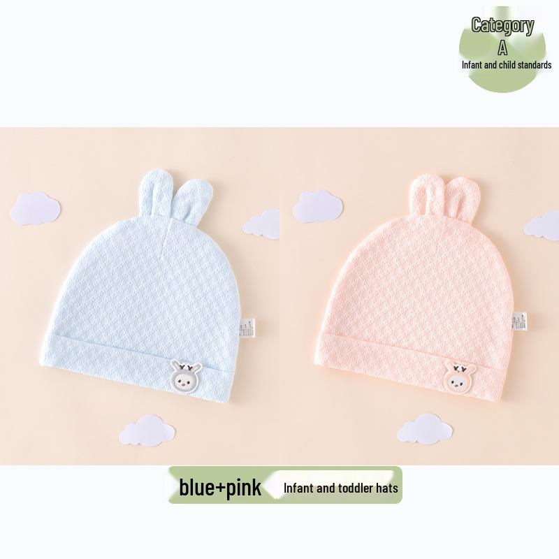 

Дышащие хлопковые детские шапочки для младенцев и малышей, тонкий стиль для весны/лета, для новорожденных 0-6 месяцев Large 3-6 months, Head Circumference 36-44cm