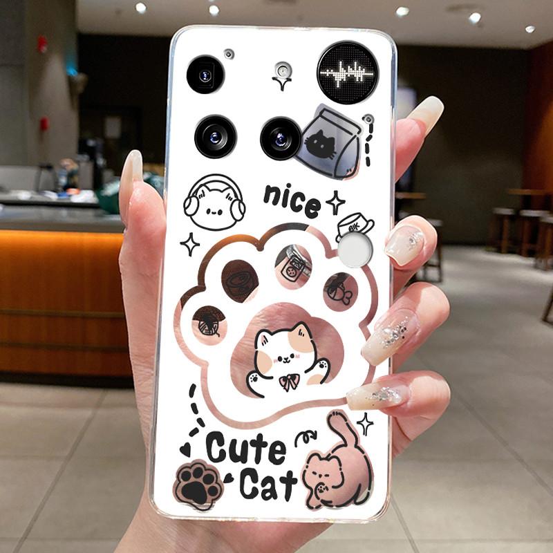 Casing For Nothing Phone (3) Case For Phone3 Back Cover Aesthetic Fashion Cute Cat Cartoon Transparent Soft Silicone Phone Case