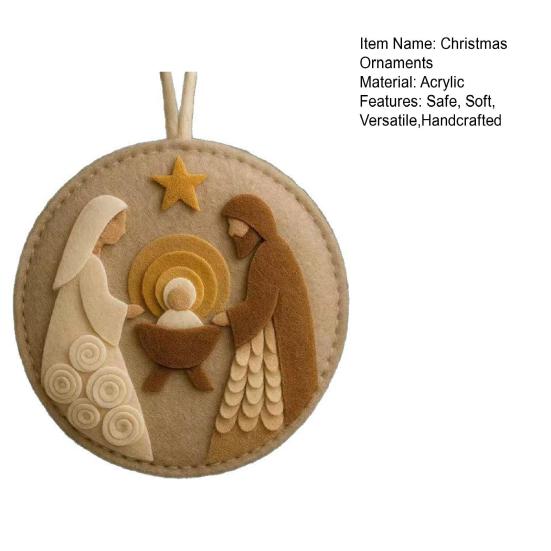 Handmade Nativity Christmas Tree Ornament Acrylic Religious Birth of Jesus Scene Christian Xmas Hanging Decor Unique Gift