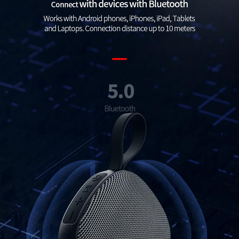 Rockmia EBS-303 5W Mini Portable Speaker Bluetooth 5.0 Fabric Mesh Subwoofer with Magnet Function Waterproof TF Card Player Soundbox Gift