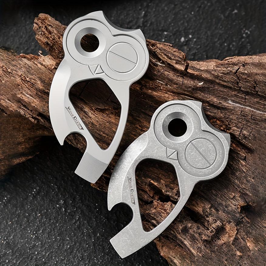 Owl Shaped Titanium Bottle Opener ,EDC Multi Tool with Keychain, Durable Zinc Alloy, Ideal for Camping, Hiking, and Everyday Use